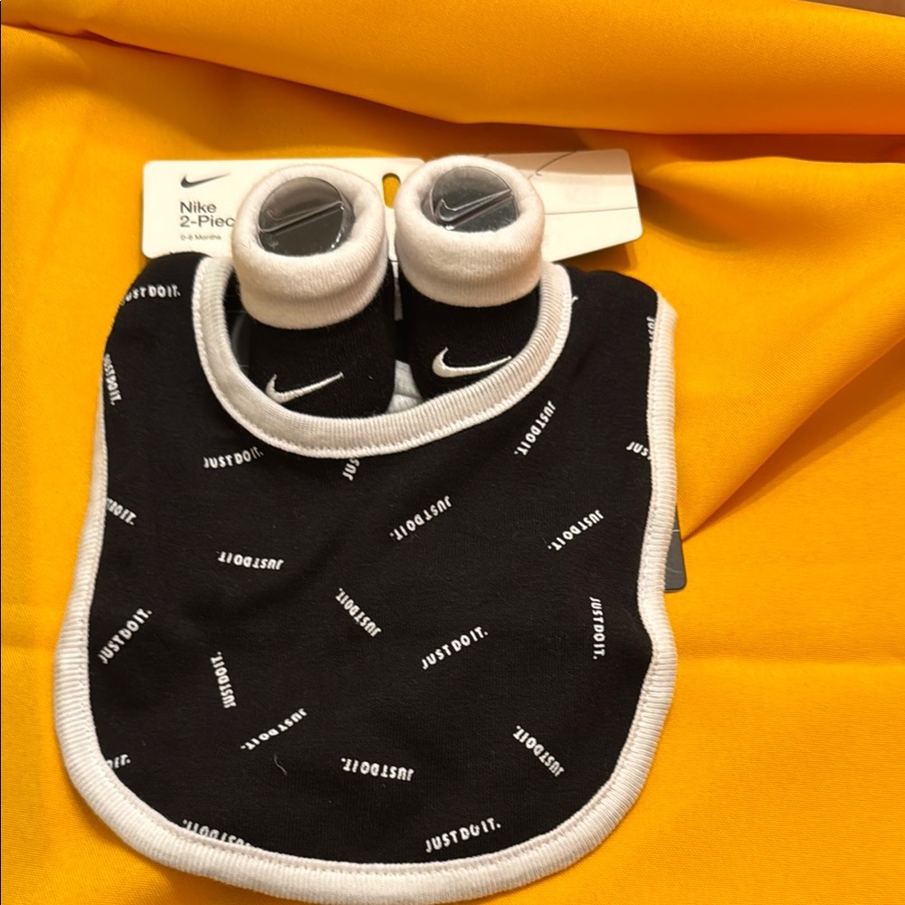 Nike Black Baby Bib and Booties Set